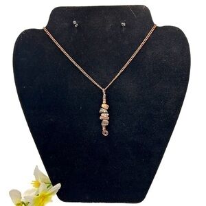 Handmade Natural Stone Terracotta/Black/Brown Antique Copper Spiral Necklace